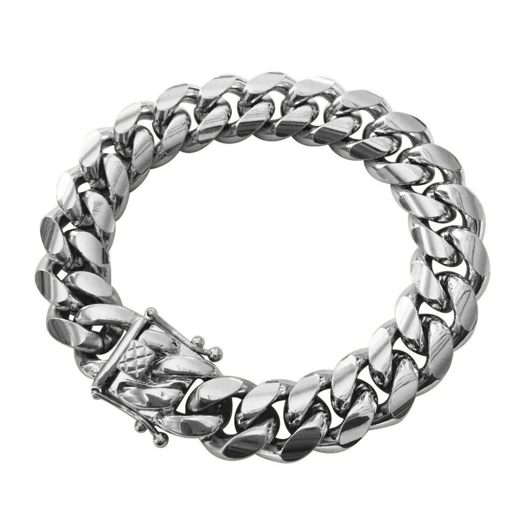 Men's Miami Cuban Link Chain Silver Bracelet